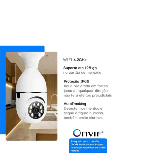 Câmera Wi-Fi Inteligente 360° Com Visão Noturna HD - Item oferta